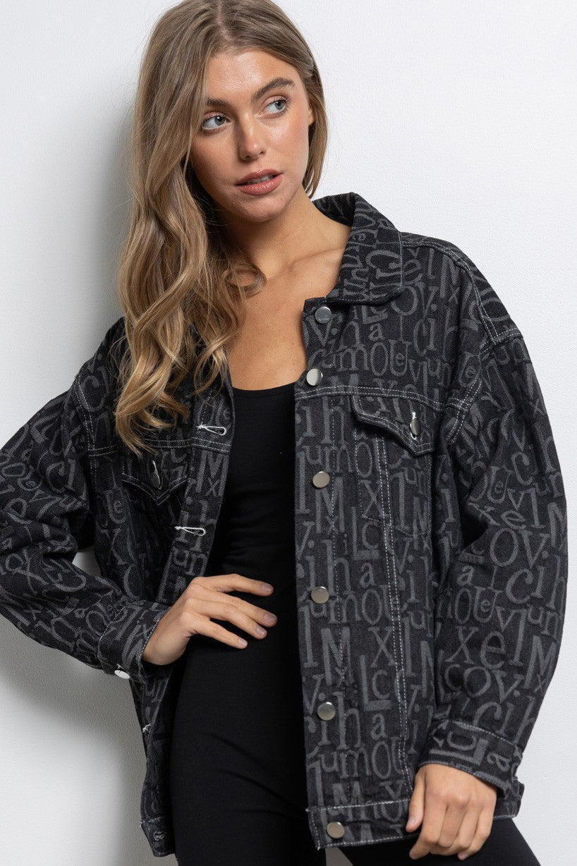 Oversized Denim Black Jacket