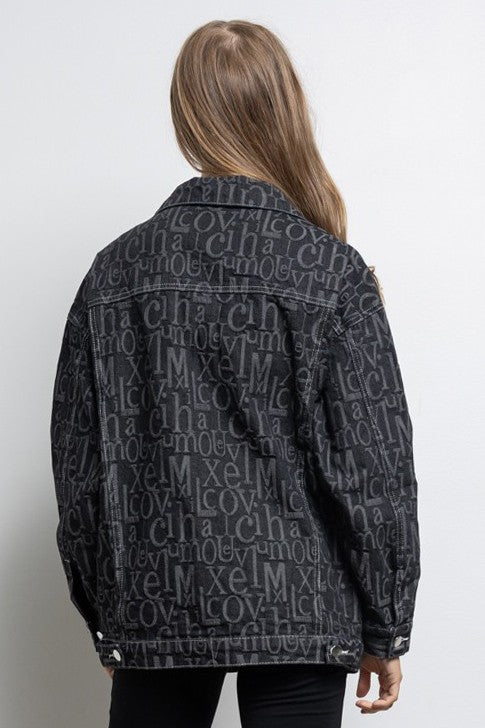 Oversized Denim Black Jacket