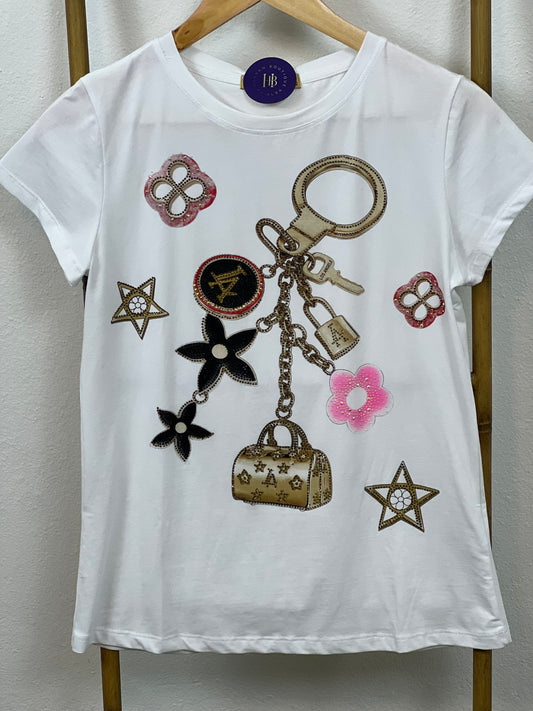 LA White Glitter Top