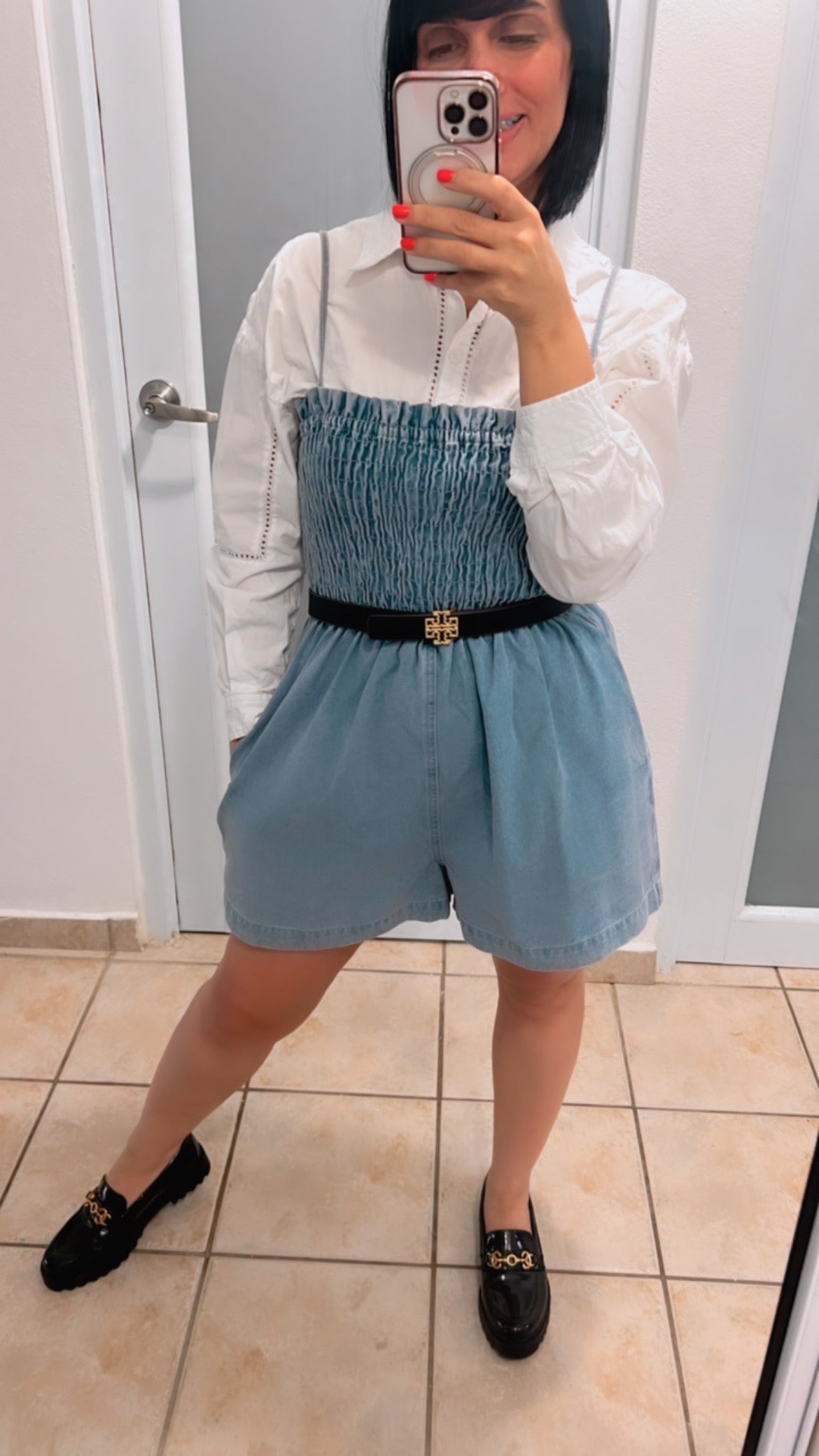 Summer denim romper