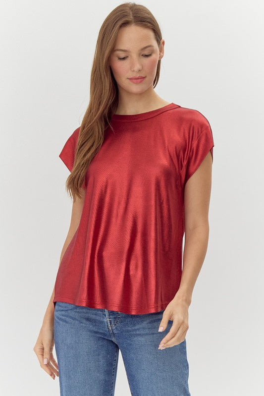 Red Metallic Top