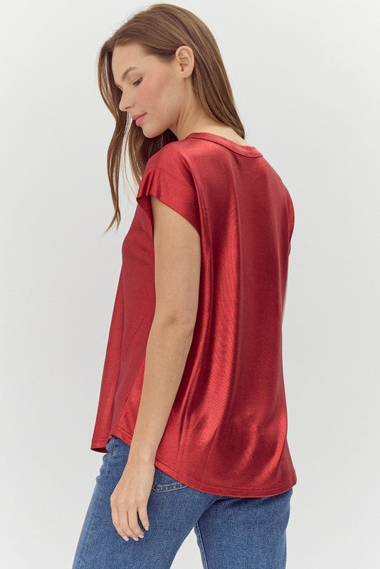 Red Metallic Top