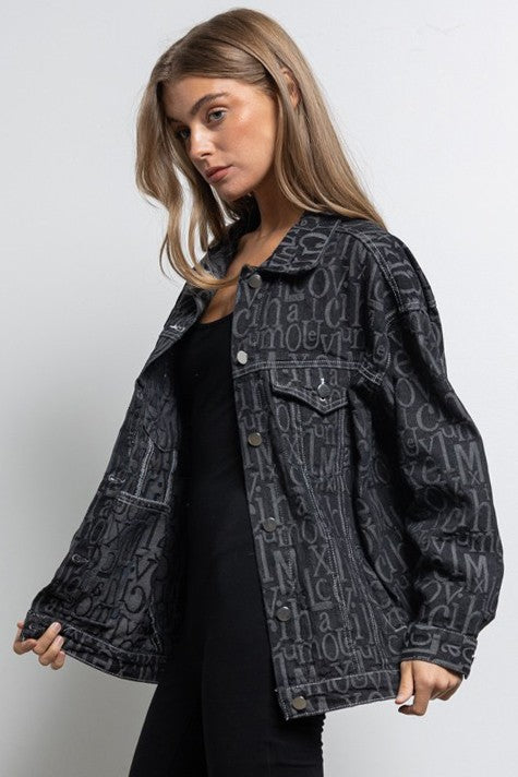 Oversized Denim Black Jacket