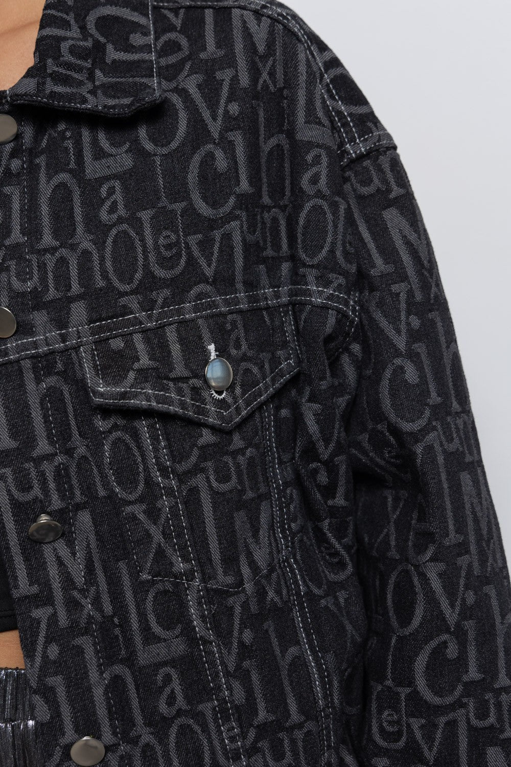 Oversized Denim Black Jacket