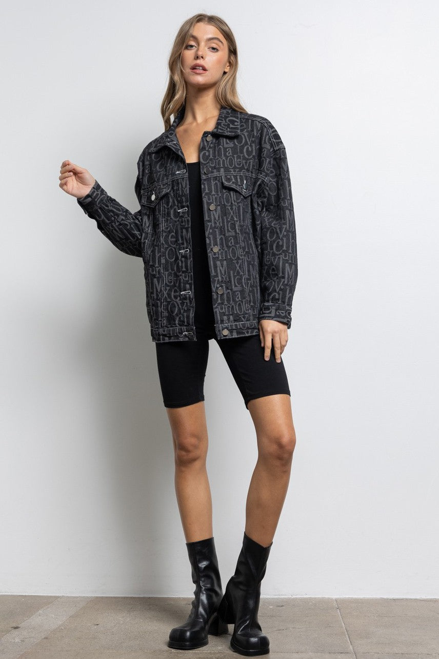 Oversized Denim Black Jacket